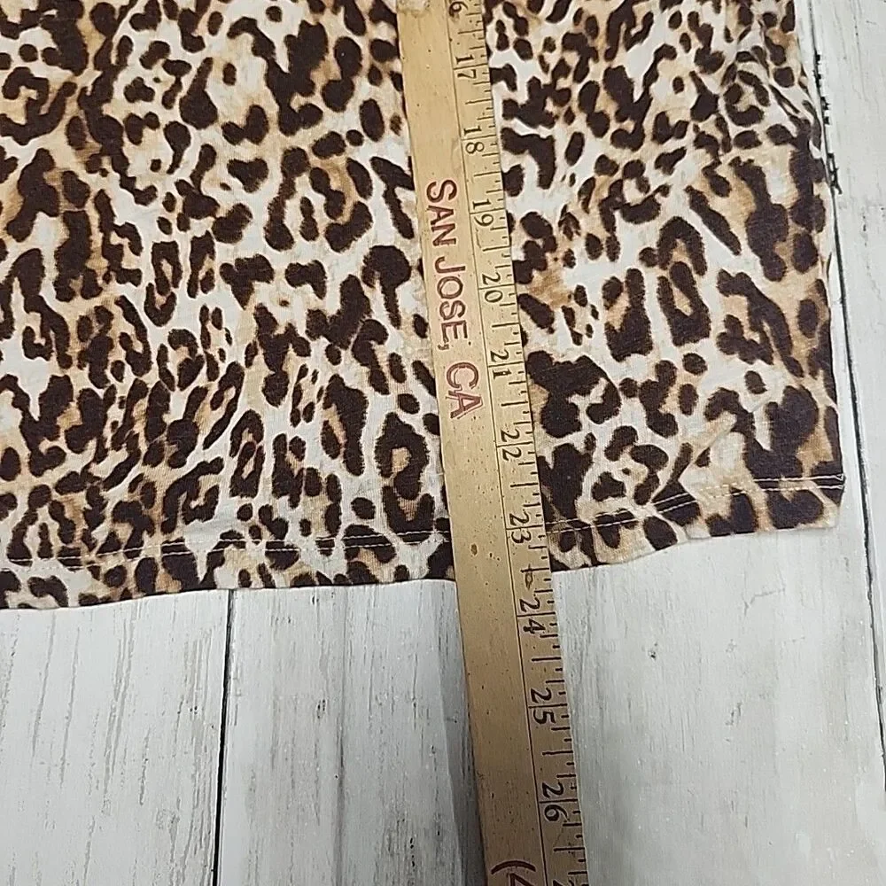 Banana Republic Cheetah Leopard Print Short Sleeve Shirt Top Womens Size S